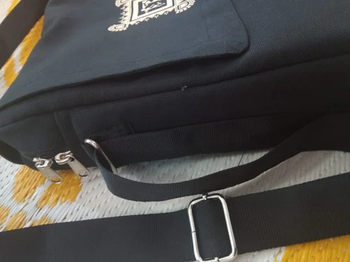 Handmade Printed Black Cotton Canvas Laptop Bag 2 Black cotton canvas laptop bag supplier