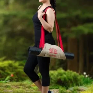Handmade Printed Khaki Cotton Canvas Yoga Mat Bag