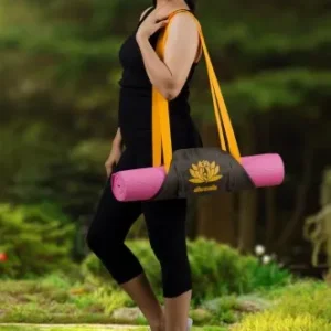 Printed Brown Cotton Canvas Yoga Mat Bag