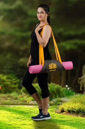 Printed Brown Cotton Canvas Yoga Mat Bag