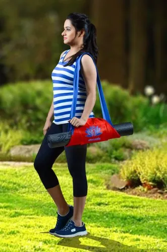 Printed Red Cotton Canvas Yoga Mat Bag