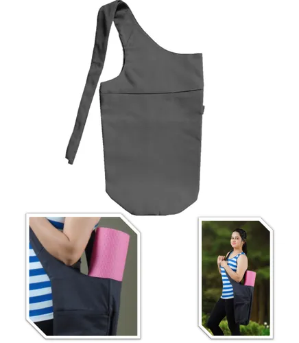 Steel Grey Cotton Canvas Yoga Mat Bag