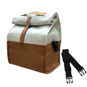 XL Camel Cotton Canvas Lunch Bag