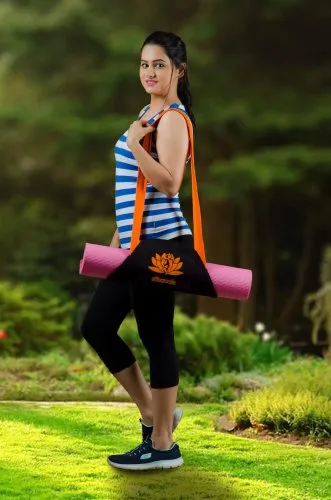 Handmade Black Cotton Canvas Yoga Mat Bag